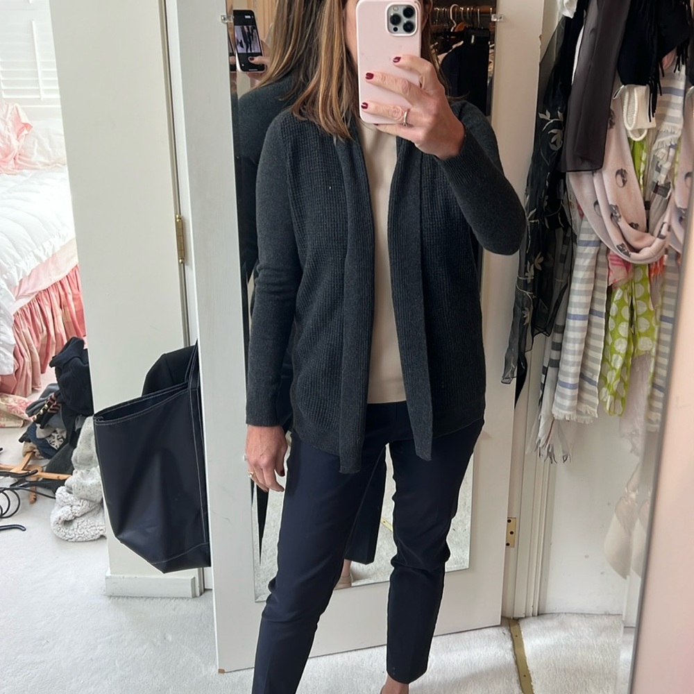 Bloomingdales Aqua cashmere open sweater in dark grey